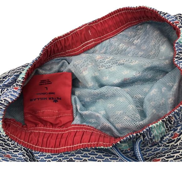 Peter Millar Seaside Collection Sailboat Print Swim Trunks Size L - Picture 3 of 6